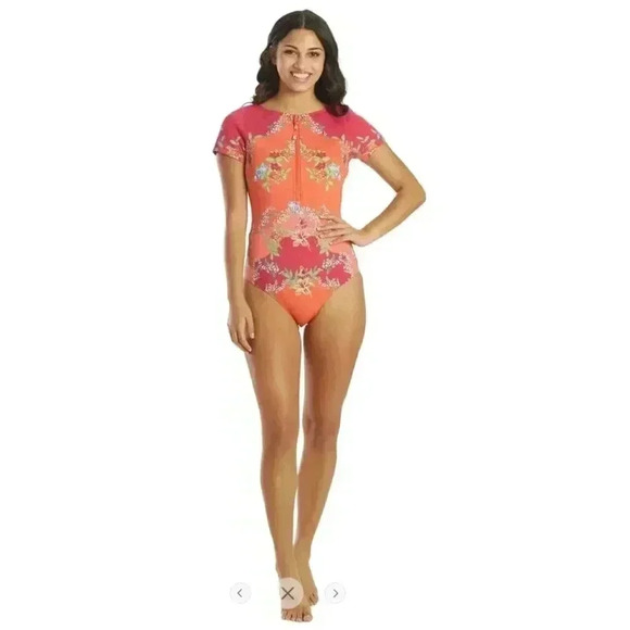Johnny Was Lucy Wave Neoprene One Piece Floral Swimsuit NEW - Picture 3 of 7
